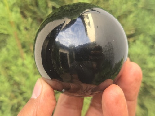 Black obsidian spheres 140 - black,